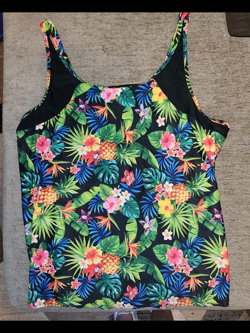 Anna Tropical Pineapple Floral One-Piece - Black, Green, Yellow, Pink, Blue